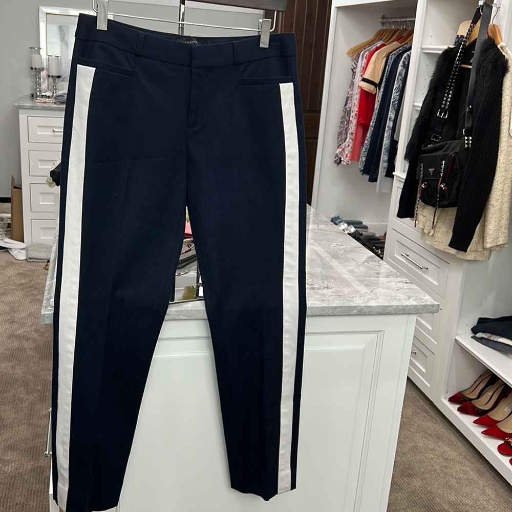 Navy blue and white stripped pants